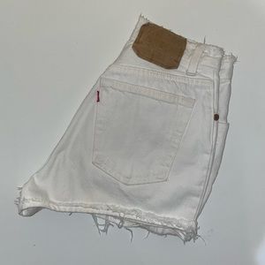 Vintage Levi’s Distressed White Cut-off Denim Shorts